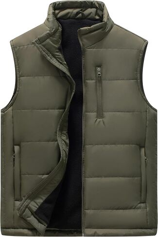 VtuAOL Men's Puffer Vest Outdoor Hooded Padded Vest Softshell Thick Outerwear Vest for Travel Hiking in Kuwait