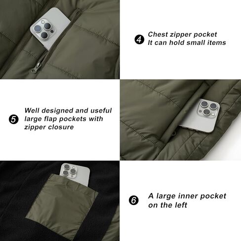 VtuAOL Men's Puffer Vest Outdoor Hooded Padded Vest Softshell Thick Outerwear Vest for Travel Hiking in Kuwait