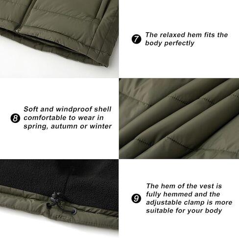 VtuAOL Men's Puffer Vest Outdoor Hooded Padded Vest Softshell Thick Outerwear Vest for Travel Hiking in Kuwait