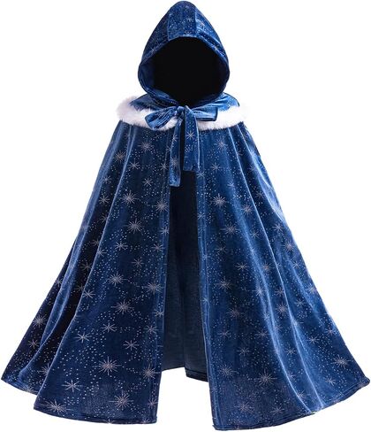 Girls Velvet Cape Elsa Toddler Cape Kids Hooded Cloak Dress up Costume in Kuwait