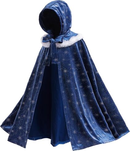 Girls Velvet Cape Elsa Toddler Cape Kids Hooded Cloak Dress up Costume in Kuwait