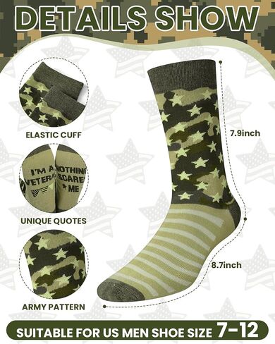 24 Pairs Veteran Camo Army Socks for Men Novelty Camouflage Cotton Crew Socks for Military Fans Outdoor Wear Veterans Day Gifts in Saudi Arabia