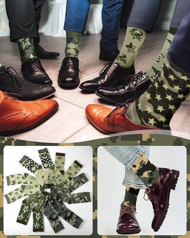 24 Pairs Veteran Camo Army Socks for Men Novelty Camouflage Cotton Crew Socks for Military Fans Outdoor Wear Veterans Day Gifts in Saudi Arabia