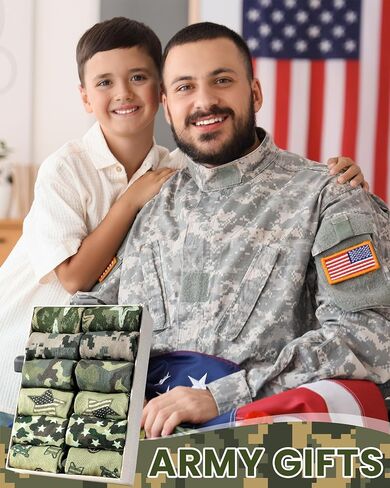 24 Pairs Veteran Camo Army Socks for Men Novelty Camouflage Cotton Crew Socks for Military Fans Outdoor Wear Veterans Day Gifts in Saudi Arabia