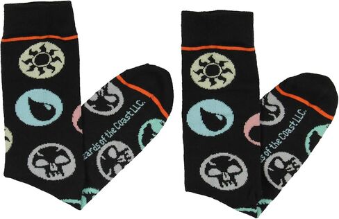 Bioworld Magic The Gathering Men's Colors Of Magic Symbols Allover Design Adult Mid-Calf Crew Socks Shoe Sizes 8-12 in Saudi Arabia