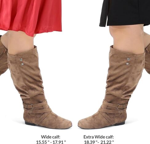 Mysoft Womens Extra Wide Boots Knee High Rlucky Flat Widd Width Tall Shoes Side Side in Saudi Arabia