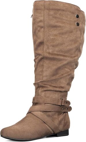 Mysoft Womens Extra Wide Boots Knee High Rlucky Flat Widd Width Tall Shoes Side Side in Saudi Arabia