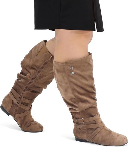 Mysoft Womens Extra Wide Boots Knee High Rlucky Flat Widd Width Tall Shoes Side Side in Saudi Arabia