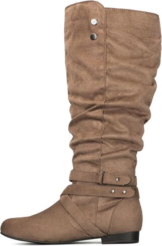 Mysoft Womens Extra Wide Boots Knee High Rlucky Flat Widd Width Tall Shoes Side Side in Saudi Arabia