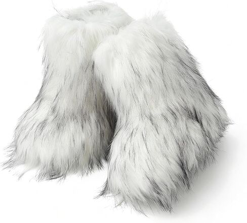 Wnshonzy Fur Boots for Women Snow Furry Fluffy Platform Flat Ankle Mini Boot Winter Round Toe Y2k Comfortable Mid-Calf Short Outdoor 2025 in Saudi Arabia