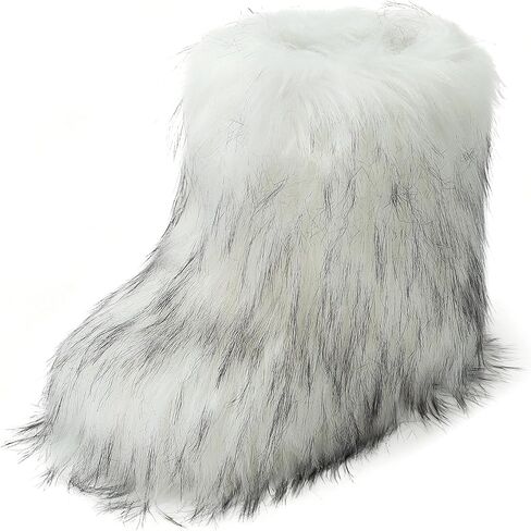 Wnshonzy Fur Boots for Women Snow Furry Fluffy Platform Flat Ankle Mini Boot Winter Round Toe Y2k Comfortable Mid-Calf Short Outdoor 2025 in Saudi Arabia