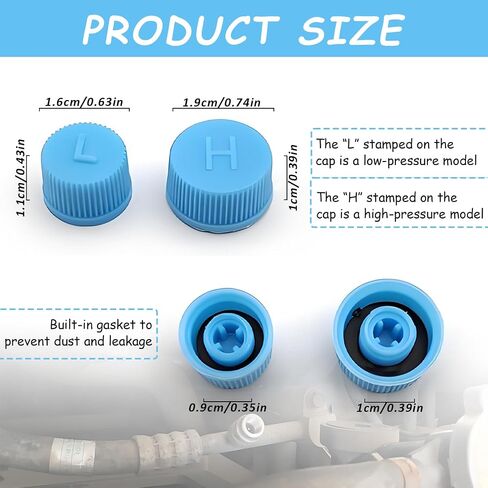 10pcs Care Air Complement صمام الغبار لنظام R134A AC ، غطاء منفذ الضغط المنخفض AC الأزرق و AC عالي الضغط غطاء مكيف الهواء للسيارات SUV للسيارات SUV in Saudi Arabia