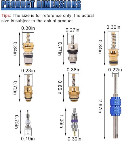 40PCS CAR CAR AC Valve Core ، إكسسوارات السيارات ، مكيف الهواء ، مجموعة صمامات Schrader ، A/C R12 R134A صمامات إطارات إطارات السيارات الجذعية لمعظم السيارات in Saudi Arabia