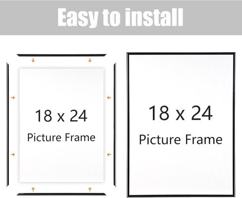 kennethan Poster Frame Black 3 Pack,Slide-In Strips Proof Poster Picture Frames for Photos, Posters, Art Prints, Horizontal or Vertical Wall Mounting (Black, 12x16-3 Pack) in Saudi Arabia