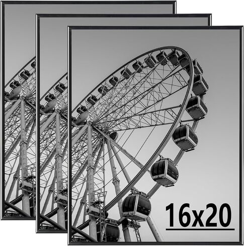 kennethan Poster Frame Black 3 Pack,Slide-In Strips Proof Poster Picture Frames for Photos, Posters, Art Prints, Horizontal or Vertical Wall Mounting (Black, 12x16-3 Pack) in Saudi Arabia