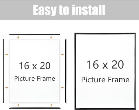 kennethan Poster Frame Black 3 Pack,Slide-In Strips Proof Poster Picture Frames for Photos, Posters, Art Prints, Horizontal or Vertical Wall Mounting (Black, 12x16-3 Pack) in Saudi Arabia