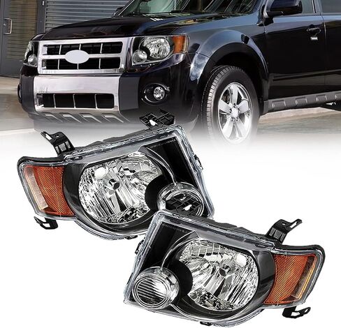 JX Racing * الملحقات * المصابيح الأمامية للأداء متوافقة مع 2008 2009 2010 2011 2012 Ford Escape Black Housing زوج ركن العنبر in Kuwait