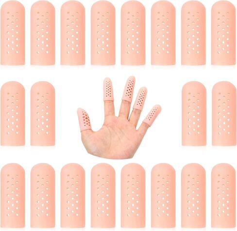 20PCS Gel Finger Sleeves with Air Holes, Breathable Finger Protectors, Soft and Elastic Fingers Covers, Suitable for Trigger Fingers, Hand Eczema, Cracking, Arthritis, Etc. in Saudi Arabia