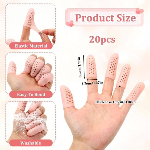 20PCS Gel Finger Sleeves with Air Holes, Breathable Finger Protectors, Soft and Elastic Fingers Covers, Suitable for Trigger Fingers, Hand Eczema, Cracking, Arthritis, Etc. in Saudi Arabia