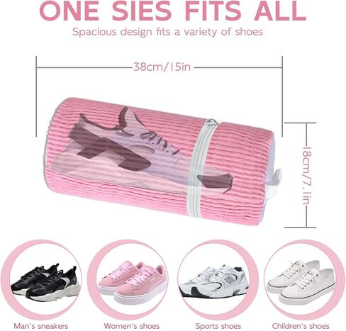 10 قطع من حقائب أحذية السفر مع حبل لتنظيم تخزين الأحذية الكبيرة للرجال والنساء، حقائب برباط شفاف، وردي in Kuwait