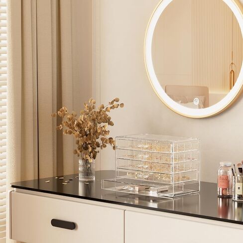 ProCase Acrylic Earrings Holder Organizer Box, Large Clear Earring Jewelry Storage Transparent Stackable Drawers Jewelry Display for Earring Ring Bracelet -Clear, 5 Layers in Kuwait