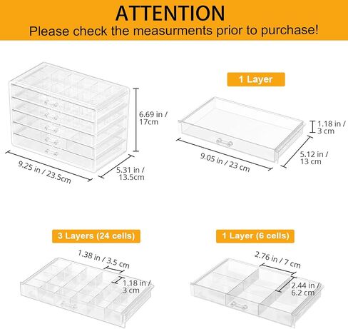 ProCase Acrylic Earrings Holder Organizer Box, Large Clear Earring Jewelry Storage Transparent Stackable Drawers Jewelry Display for Earring Ring Bracelet -Clear, 5 Layers in Kuwait