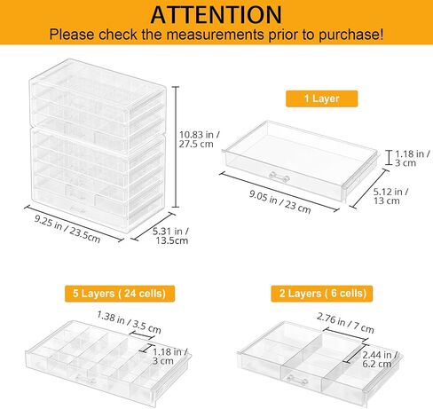 Procase Acrylic Earlder Holder Organizer Box ، Wrape Clear Consring Jewelry Storage Arramers Dragers Dirains Dirains Display Display for Enring Ring Bracelet ، 5 Layers in Saudi Arabia