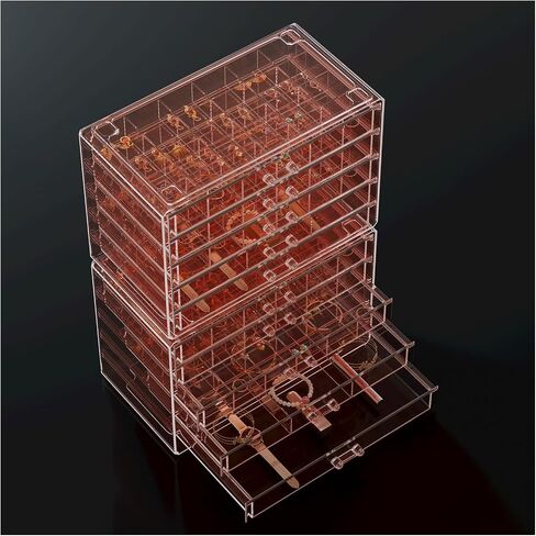 ProCase Acrylic Earrings Holder Organizer Box, Large Clear Earring Jewelry Storage Transparent Stackable Drawers Jewelry Display for Earring Ring Bracelet -Clear, 5 Layers in Kuwait