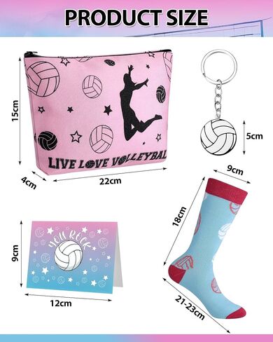 48 Pcs Volleyball Team Gifts for Women Teen Girls Senior Night Funny Makeup Bags Novelty Crew Socks Keychians Cards for Volleyball Lovers Team Players in Saudi Arabia