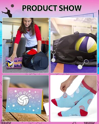 48 Pcs Volleyball Team Gifts for Women Teen Girls Senior Night Funny Makeup Bags Novelty Crew Socks Keychians Cards for Volleyball Lovers Team Players in Saudi Arabia