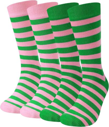 2 Pairs Novelty Witch Socks for Women Girls Green and Pink Witch Crew Socks Musical Friendship Gift for Halloween in Saudi Arabia