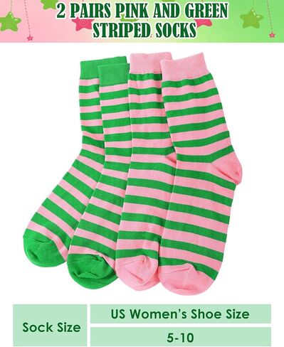 2 Pairs Novelty Witch Socks for Women Girls Green and Pink Witch Crew Socks Musical Friendship Gift for Halloween in Saudi Arabia