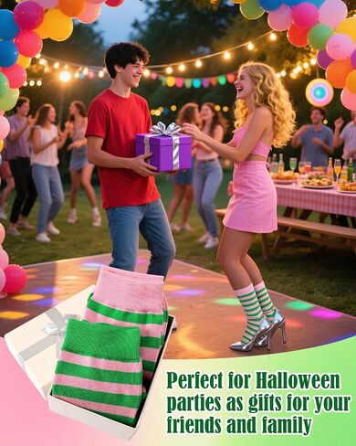 2 Pairs Novelty Witch Socks for Women Girls Green and Pink Witch Crew Socks Musical Friendship Gift for Halloween in Saudi Arabia