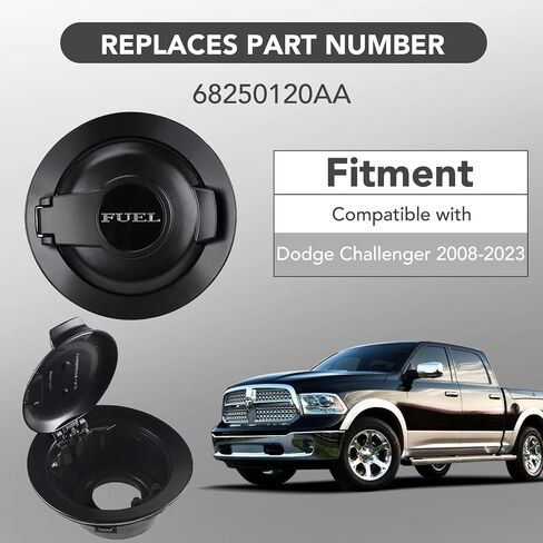 68250120AA Fuel Filler Door Cap, Gas Tank Cover Compatible with 2008-2023 Dodge Challenger, Matte Black Vapor Edition in Saudi Arabia