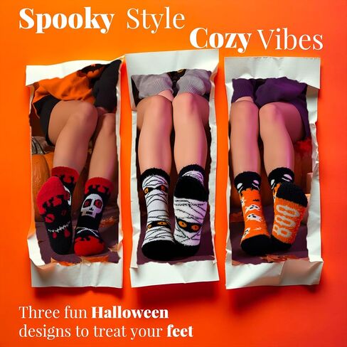 72-boole boo-tifl alloween الجوارب الغامضة للنساء-3 أزواج من الجوارب الطاقم الفائقة الناعمة الناعمة in Saudi Arabia