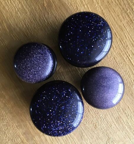 Pair Single Flare Midnight Blue Sandstone Stone Plugs Gauge Earlets Organic PiercedBody Jewelry in Saudi Arabia