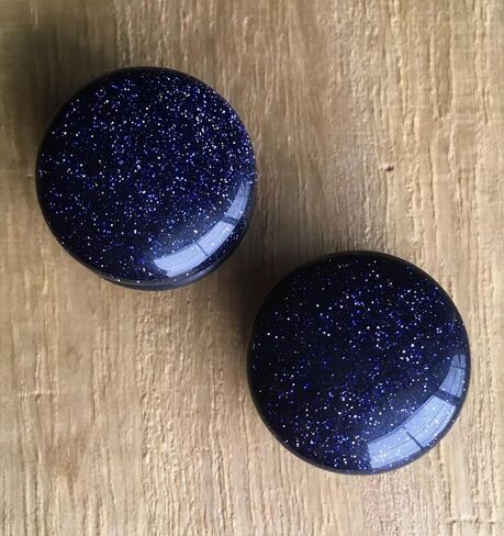 Pair Single Flare Midnight Blue Sandstone Stone Plugs Gauge Earlets Organic PiercedBody Jewelry in Saudi Arabia