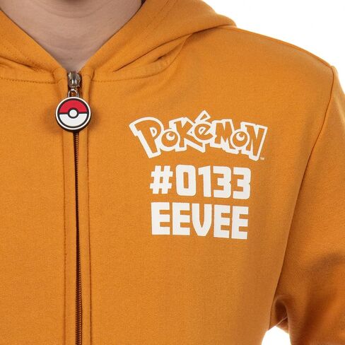 Pokemon Hoodie Kids' Gen 01 Eevee Zip-Up 3-D Character Costume Hoodie (Eevee, Large) in Saudi Arabia