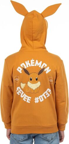 Pokemon Hoodie Kids' Gen 01 Eevee Zip-Up 3-D Character Costume Hoodie (Eevee, Large) in Saudi Arabia