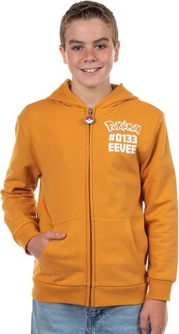 Pokemon Hoodie Kids' Gen 01 Eevee Zip-Up 3-D Character Costume Hoodie (Eevee, Large) in Saudi Arabia