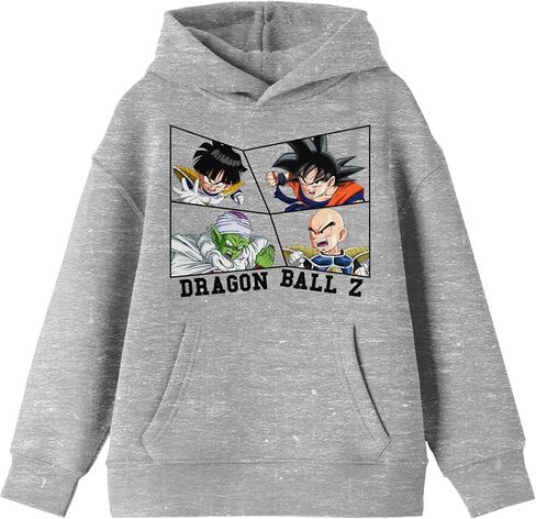 Dragon Ball Z Characters In Irregular Frames Long Sleeve Athletic Heather Boy's Hooded Sweatshirt in Saudi Arabia