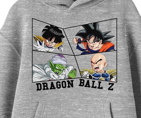 Dragon Ball Z Characters In Irregular Frames Long Sleeve Athletic Heather Boy's Hooded Sweatshirt in Saudi Arabia