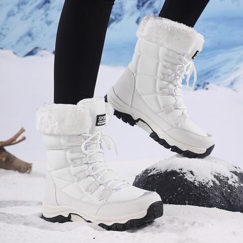 DADAWEN Women's Winter Snow Boots Waterproof Warm Faux Fur Lined Mid-Calf Cold Weather Outdoor Winter Boots in Kuwait