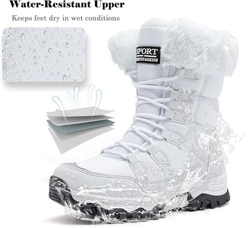 DADAWEN Women's Winter Snow Boots Waterproof Warm Faux Fur Lined Mid-Calf Cold Weather Outdoor Winter Boots in Kuwait