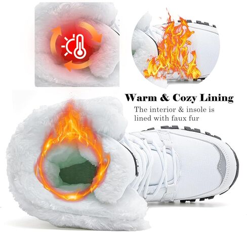 DADAWEN Women's Winter Snow Boots Waterproof Warm Faux Fur Lined Mid-Calf Cold Weather Outdoor Winter Boots in Kuwait