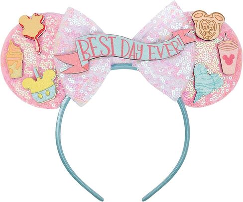 Mouse Ears Headband Handmade Best Day Ever Ears for Party Trip Parks CospLay Essentials (Best Day Ever - Pink) in Saudi Arabia