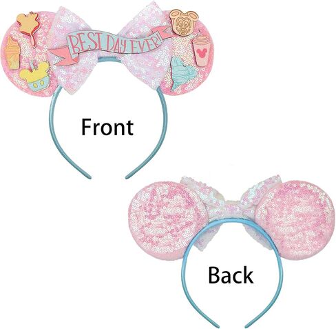 Mouse Ears Headband Handmade Best Day Ever Ears for Party Trip Parks CospLay Essentials (Best Day Ever - Pink) in Saudi Arabia