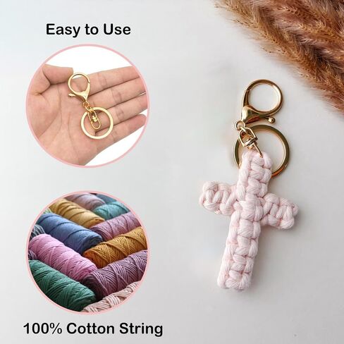 Macrame Cross Keychain,Jesus Key Chain Christian Car Accessories Handmade Soft Cross Keychain Boho Decor for Women Men Gifts in Saudi Arabia