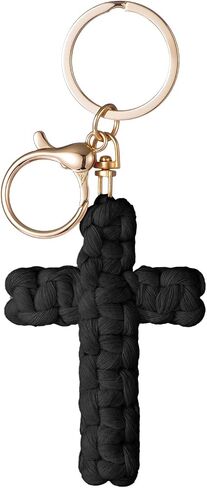Macrame Cross Keychain ، key key chain chain accistories accessories handmade soft cross keychain boho decor in Saudi Arabia