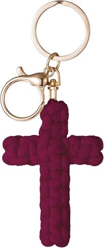 Macrame Cross Keychain,Jesus Key Chain Christian Car Accessories Handmade Soft Cross Keychain Boho Decor for Women Men Gifts in Saudi Arabia